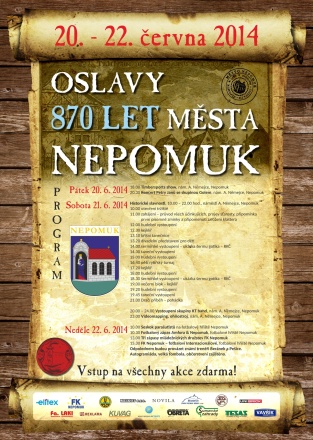 Oslavy 870 let města Nepomuk - program 20.-22.6.2014