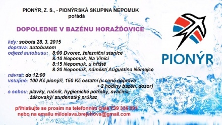 Pionýr - bazén Horažďovice 28.3.2015