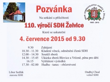 SDH Želvice oslavy 110 let 04.06.2015