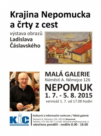 Malá galerie: výstava L. Čáslavský – Krajina Nepomucka a črty z cest – 1.7.–.5.8.2015