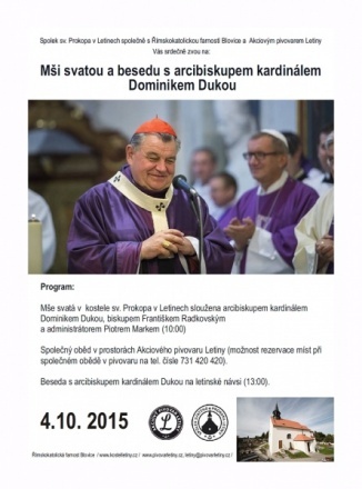 Mše svatá a beseda s arcibiskupem kardinálem Dominikem Dukou - Letiny 04.10.2015