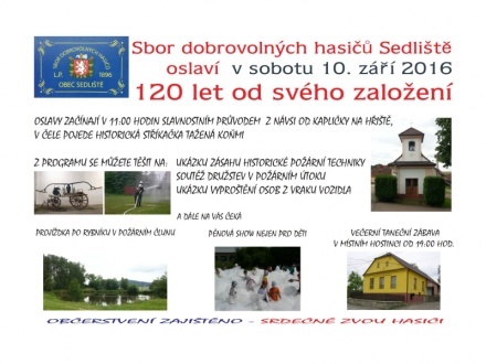 Oslavy 120 let SDH Sedliště 10.09.2016
