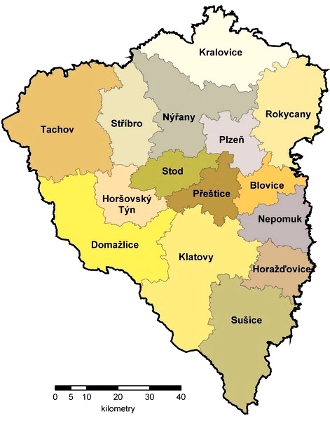 Mapa ORP na území Plzeňského kraje